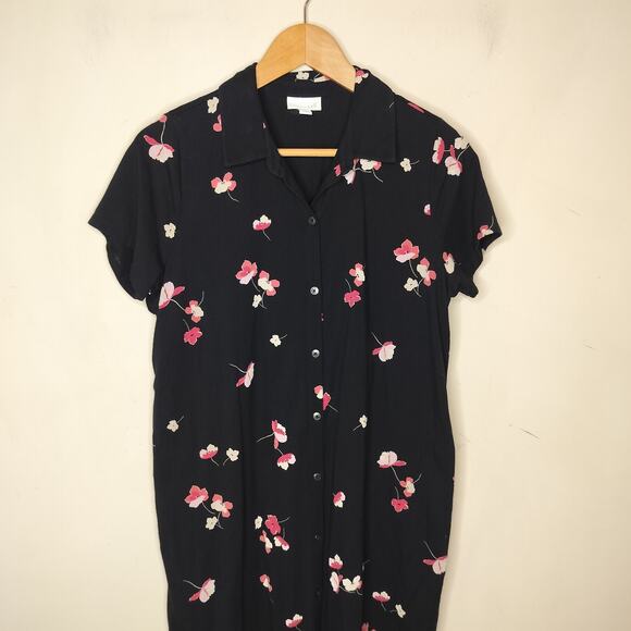 J Jill Floral Dress Stretch Knit Button Front - Picture 2 of 8